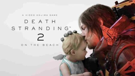 Sam Porter Bridges con Lou in braccio di Death Stranding 2: On The Beach