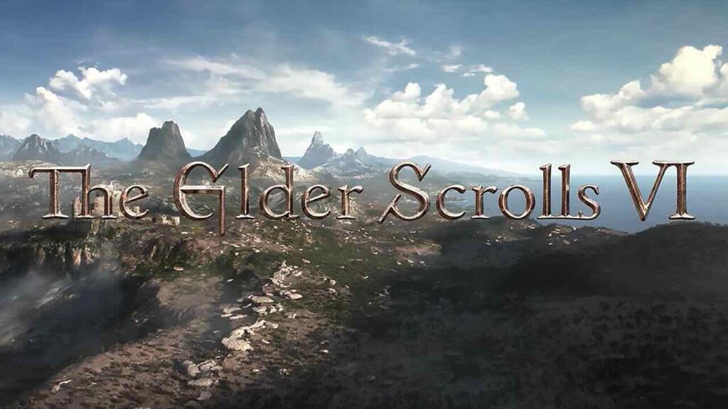 Il logo di The Elder Scrolls 6 con un paesaggio sullo sfondo