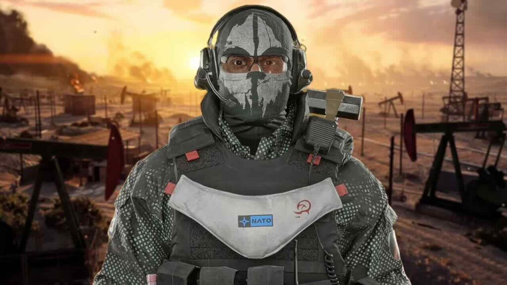 Un soldato di Call of Duty con la maschera di Ghost di Call of Duty