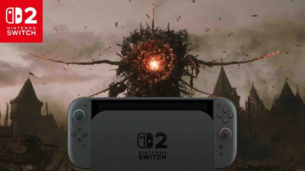 Un Nintendo Switch 2 con dietro la statua di Divinity