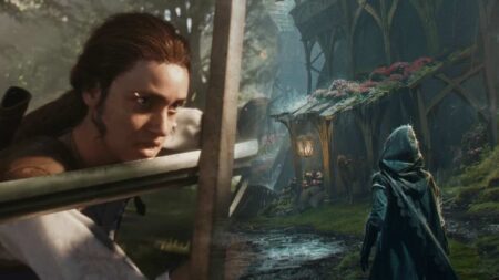 La protagonista di Fable con al fianco un personaggio incappucciato