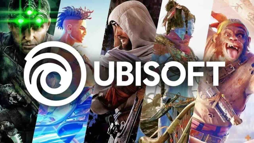 Il logo di Ubisoft con i giochi principali