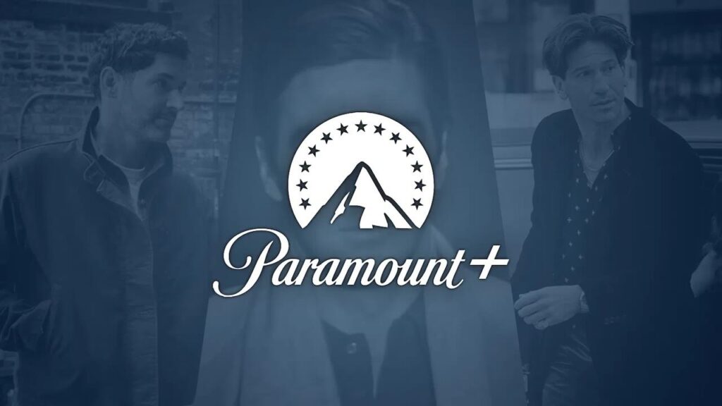 Il logo di Paramount+ con dietro due attori