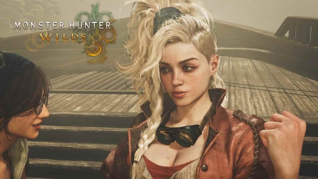 Gemma di Monster Hunter Wilds con il pugno alzato in cielo in segno di vittoria