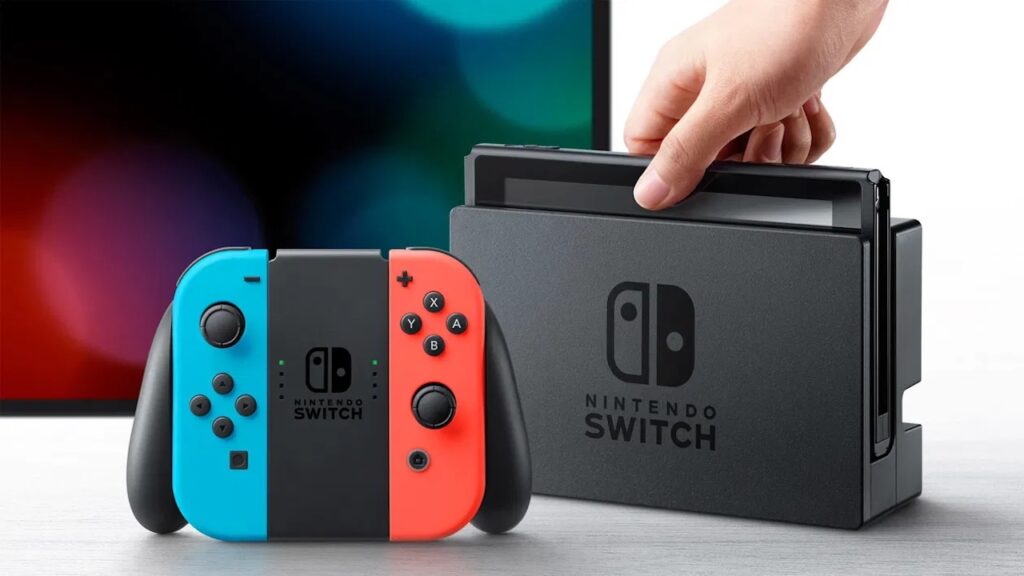 Un Nintendo Switch 1 sotto un TV
