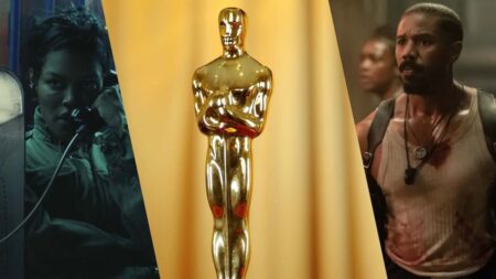 La statuetta degli Oscar ed un personaggio di Una battaglia dopo l'altra e I Peccatori