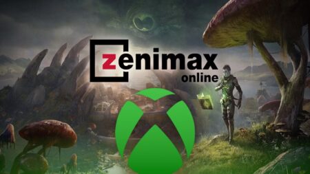 Il logo di ZeniMax Online e quello Xbox con al fianco un personaggio
