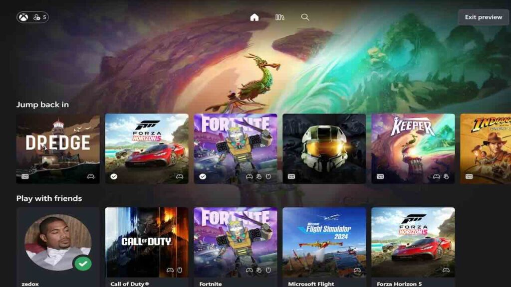 La nuova interfaccia web di Xbox Cloud Gaming via web