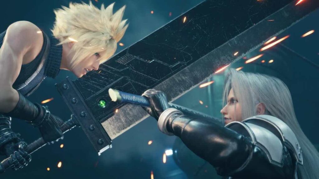 Cloud e Sephirot di Final Fantasy 7 Remake mentre combattono