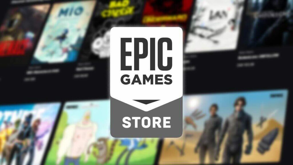 Epic Games Store annuncia i giochi gratis in arrivo il 12 febbraio, con cyberpunk ed investigazioni Il logo dell'Epic Games Store con dietro alcuni giochi