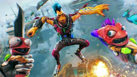 Un cattivo di High on Life mentre viene affrontato da due pistole parlanti