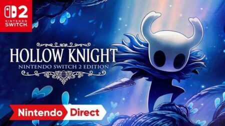 Il protagonista di Hollow Knight con il logo del Nintendo Direct