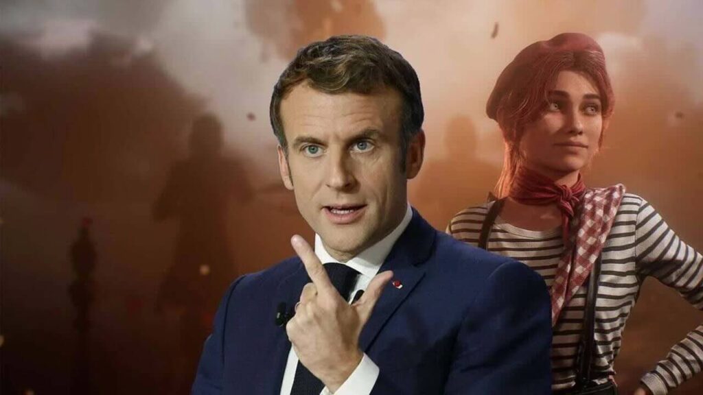 Emmanuel Macron con al fianco Maelle di Clair Obscur: Expedition 33