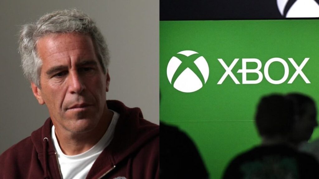 Jeffrey Epstein con al fianco il logo Xbox