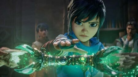 Kena di Kena: Scars of Kosmora con un bastone in mano