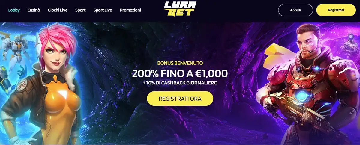 LyraBet casino con deposito minimo 1 euro